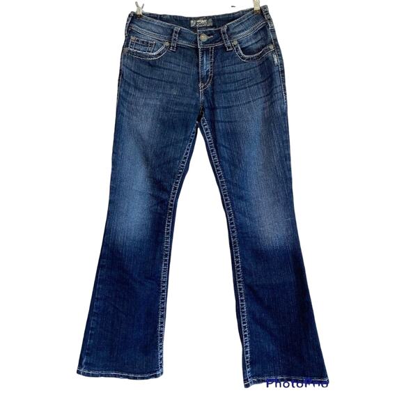 Silver Suki Surplus Jeans Flap Pocket Bootcut Women Sz 30 Mid Rise Embroidered - Picture 4 of 14